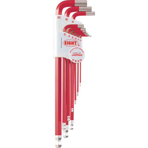 에이트 육각봉 스패너 테이퍼 헤드 엑스트라 롱 단색 컬러 세트 레드 TLC-S9NRE 1 S