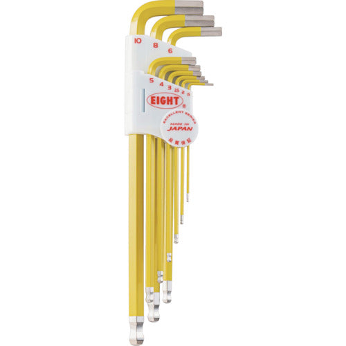 에이트 육각봉 스패너 테이퍼 헤드 엑스트라 롱 단색 컬러 세트 옐로우 TLC-S9NYE 1 S