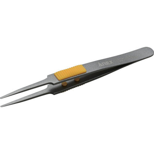Annex Stainless Steel Tweezers with Rubber Grip, Round Tip, 120mm, Fluorine Coating, 226, 1 Piece