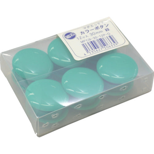 Mag-X Color Button 30mm Green 12pcs MFCB-30-12P-G 1PK
