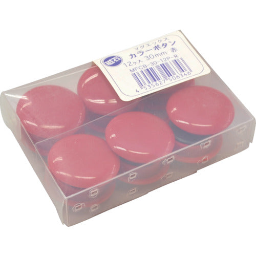 Mag-X Color Button 30mm Red 12pcs MFCB-30-12P-R 1PK