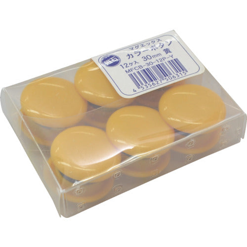 Mag-X Color Button 30mm Yellow 12pcs MFCB-30-12P-Y 1PK
