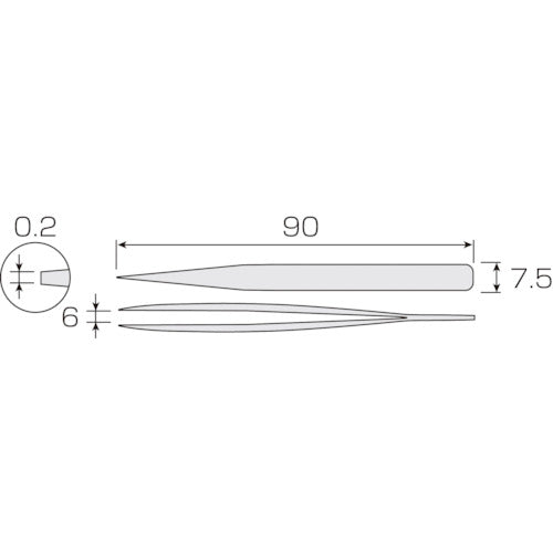 HOZAN ステンレス製ピンセット(非磁性タイプ) 全長90mm P-654 1 本