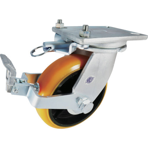 ヨドノ 重量用高硬度ウレタン自在車200φストッパー・旋回ロック付 SDUJ200STTL 1 個