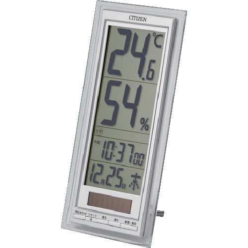 Citizen Thermo-hygrometer (hanging or placing) High accuracy Solar auxiliary power supply Silver 240 x 118 x 28 mm 8RD204-A19 1 unit