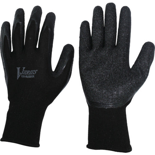 おたふく 天然ゴム背抜き手袋 ブラック L A-35-BK-L 1 双