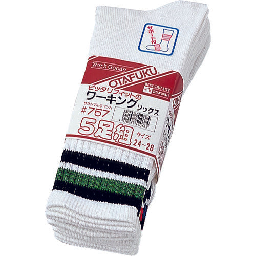 Otafuku 757 Fit Working Socks, Lined, Sarashi, Rounded Toe, Set of 5 Pairs, 757, 1 Set