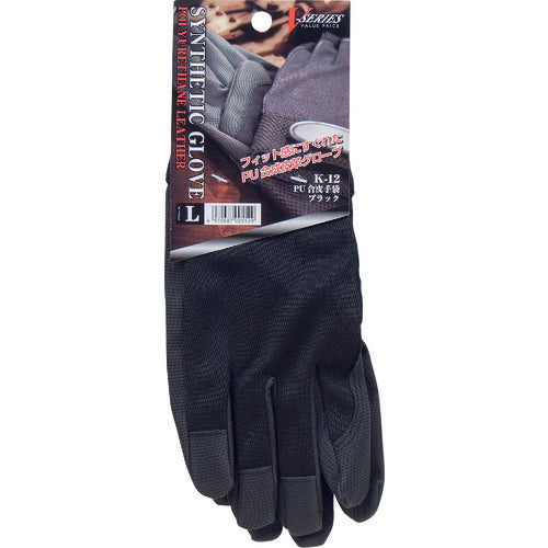 おたふく K−12 ブラック PU合皮手袋 L K-12-BK-L 1 双