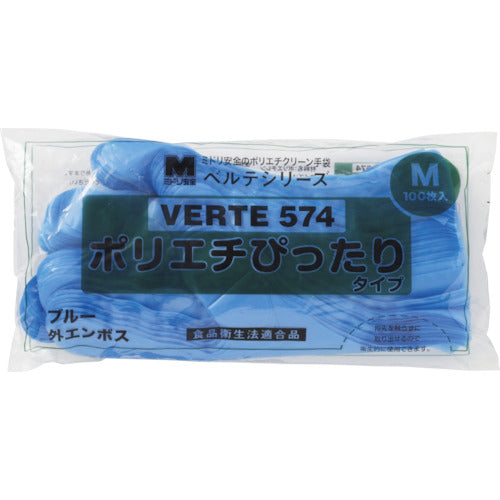 ミドリ安全 ポリエチレンディスポ手袋 ベルテ574 100枚 袋入 M VERTE-574-M 1 袋
