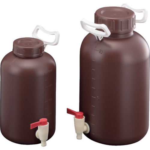 サンプラ PE取手付広口下口活栓瓶 遮光 5L 02926 1 個