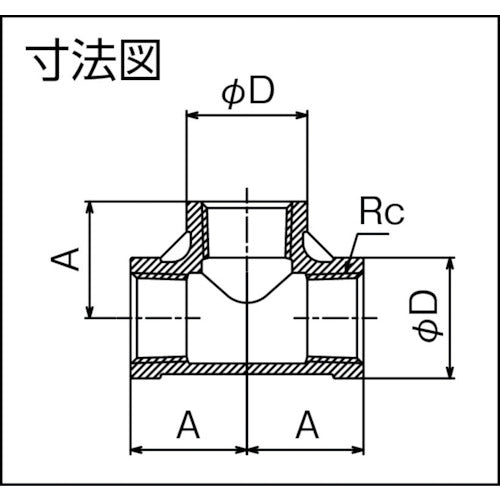 FLOBAL Threaded Pipe Fitting Tee (Stainless Steel 14A) 04115603 Nominal Size (A) 10/Nominal Size (B) 3/8 VT-S14-03 1 pc