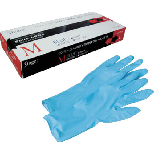 シンガー ニトリルディスポブルーロングPF M (50枚入) NBR0670PF-BBM 1 箱