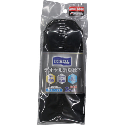 후쿠 토쿠 데오셀 탈취 끝 마루 양말 블랙 4040-2P-L 1 쌍