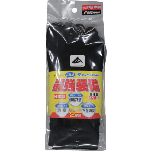 후쿠 토쿠 최강 장비 5 개 손가락 양말 블랙 4074-2P-L 1 쌍
