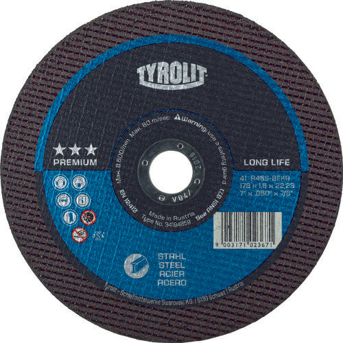 TYROLIT 절단 숫돌 롱 라이프 178X1.6X22.23mm 34194859 1장