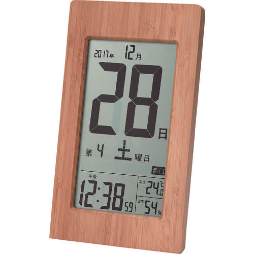 ADESSO 대나무의 날 넘김 전파 시계 온도 습도·알람 기능 첨부 137×32×237mm T-8656 1개