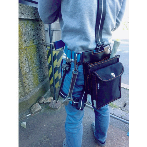 TRUSCO 外線工事用電工腰袋 前ポケット フタ付 TDO-FL-BK 1 個
