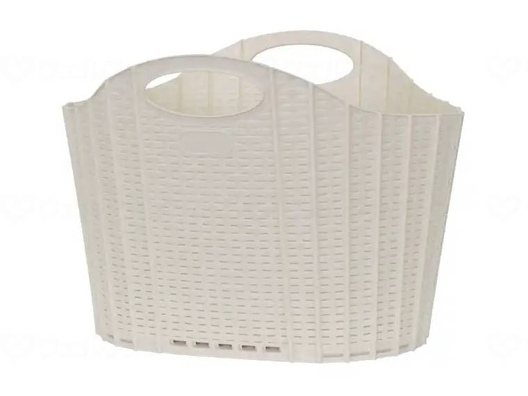 清水産業ハルサスタジオ 折りたためるランドリーバスケットラタン アイボリー ケース