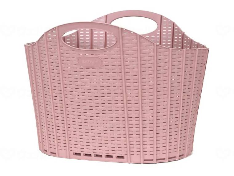 Shimizu Sangyo Harusa Studio Foldable Laundry Basket Rattan Pink Case
