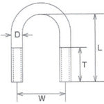 Mizumoto Stainless Steel U-Bolt for General Steel Pipes, Pitch 62mm, A-2033, 1 pc