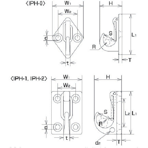Mizumoto Hanging Hardware (Screw Type) Stainless Steel Wall Hook IP Type 32mm x 42mm B-1462 1 pc