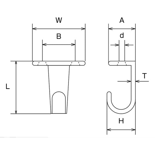 Mizumoto Stainless Steel Sheet Hook J Type Length 47mm B-2425 1 pc