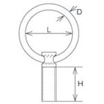 Mizumoto Eye Plate Stainless Steel Ring Bolt (Metric Thread) Screw Diameter M-16 Height 40mm LB-16M40 1 pc