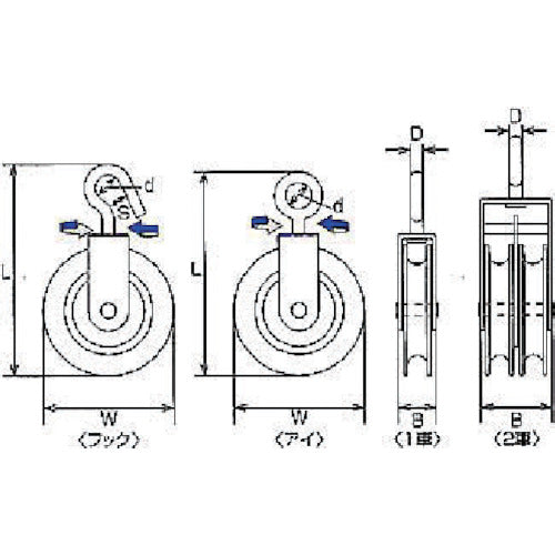 Mizumoto Nylon Pulley Eye for Rope Diameters up to 9mm PB-65E 1 pc