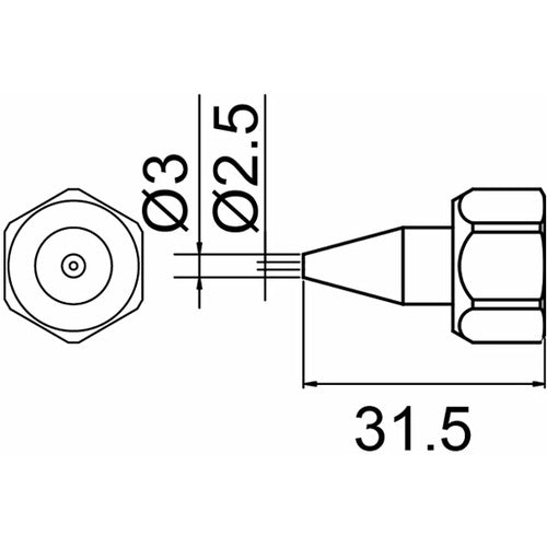 Hakko Nozzle N-2.5 with Cap Nut 801-N-2.5 1 pc