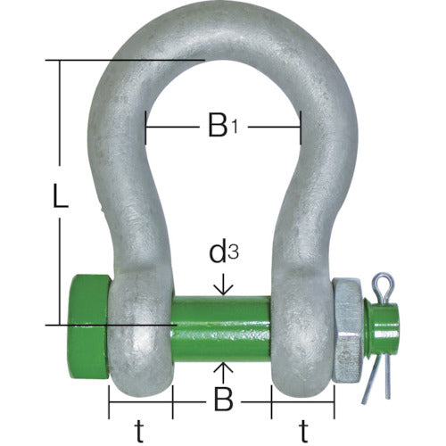 TAIYO グリーンピンスタンダードシャックル GPBB−8.5t(3300497) GPBB-8.5T 1 個