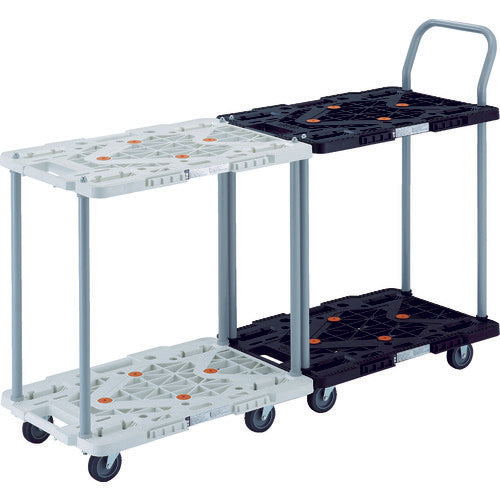 TRUSCO 樹脂製台車 2段式ルートバン 600X400 ハンドル無 黒 MPK-6020-BK 1 台