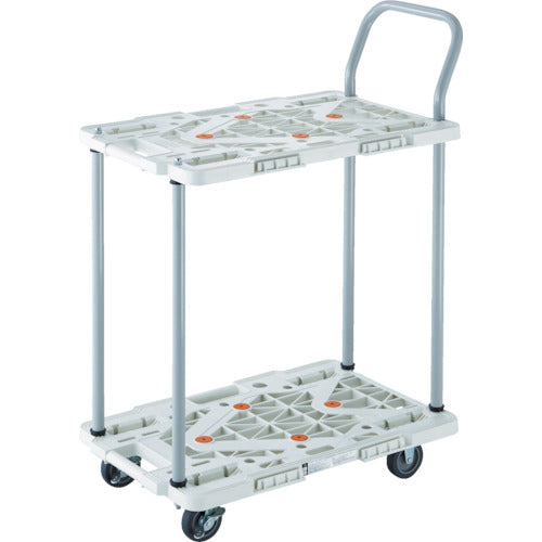 TRUSCO 수지제 대차 2단식 루트밴 600X400 핸들 부착 4륜 자재 스토퍼 부착 흰색 MPK-6024JS-W 1대