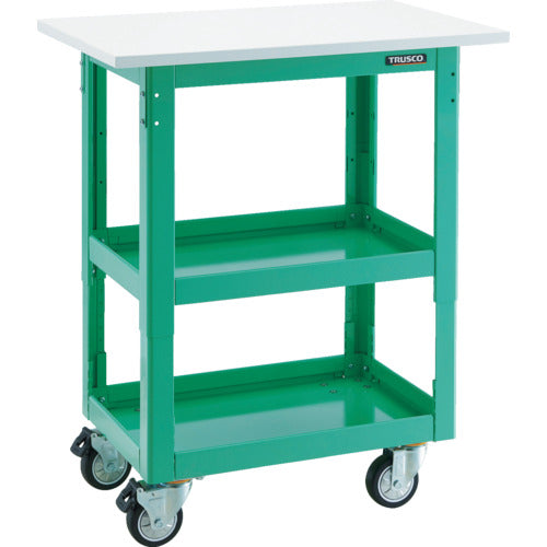 TRUSCO 툴 왜건 돌고래 높이 조절식 천판 부착 우레탄 바퀴 영 그린 DLWS-A963TU-YG 1대