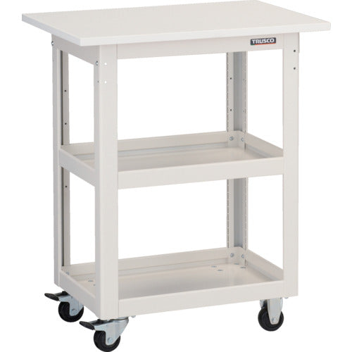 TRUSCO Tool Wagon Dolphin Height Adjustable with Top Plate 4 Free Wheels White DLWS-A973TJ-W 1 Unit