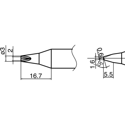백광 스테이션형 납땜 인두용 교환 흙손 끝 홈 부착 흙손 지름 Φ3.0mm T33-1610 1개