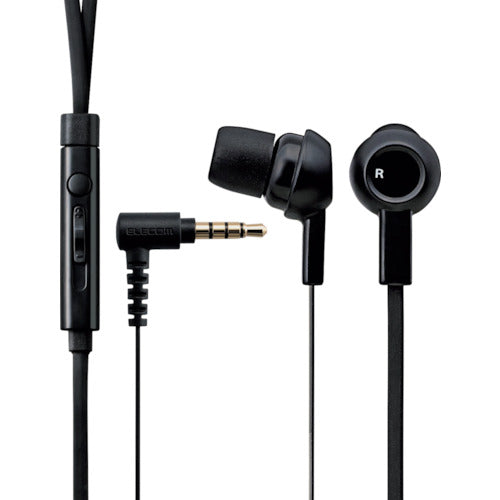 ELECOM Stereo Headphones with Microphone for Smartphones, Earplug Type, Black, EHP-CS3520MBK, 1 Piece
