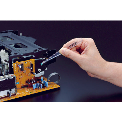 TRUSCO 透明プラスチック製ピンセット 120mm 先丸平型 TPP-234-TM 1 本