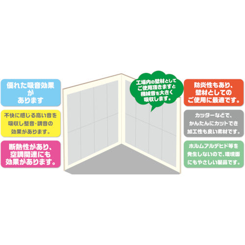 光 吸音フェルト 1820×910×9 グレー KQFT9118-1 1 枚