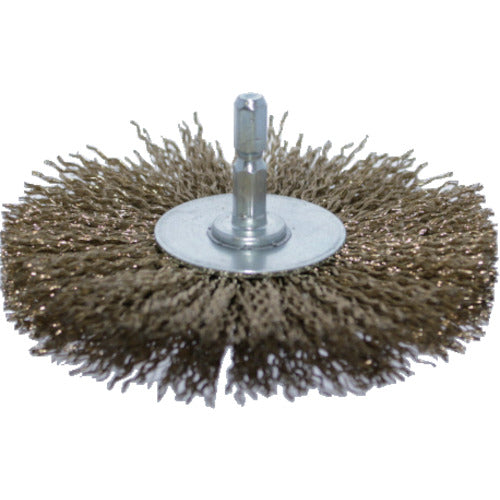 TRUSCO 축 부착 휠 브러쉬 Φ100x축 6.35 황동 도금 강선 선경 0.2 TB-6251-60 1개