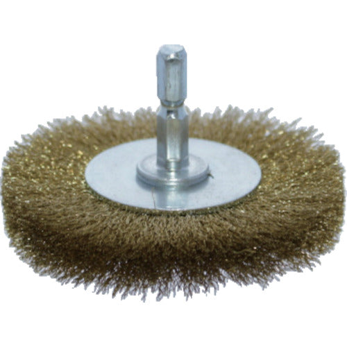 TRUSCO 축 부착 휠 브러쉬 φ75X축 6.35 황동선 선경 0.15 TB-6244-60 1개