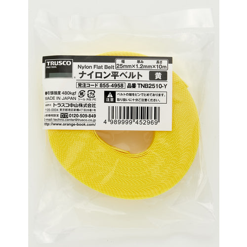 TRUSCO Nylon Flat Belt 1.2t x 25mm x 10m Yellow TNB2510-Y 1 Roll