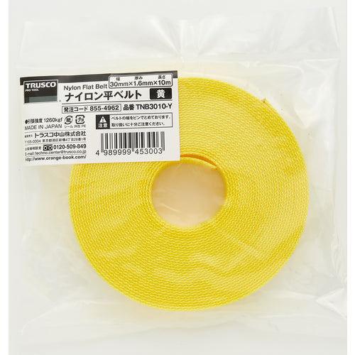 TRUSCO Nylon Flat Belt 1.6t x 30mm x 10m Yellow TNB3010-Y 1 Roll