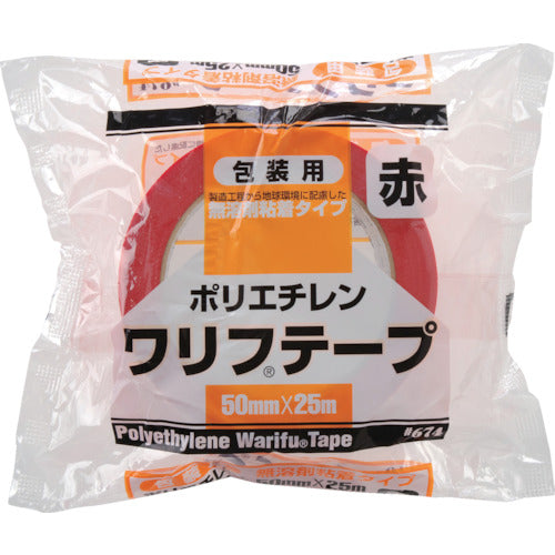 린레이 테이프 포장용 PE 와리프 테이프 EF674 50×25 적색 EF674-50X25-RD 1권
