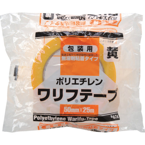 リンレイテープ 包装用PEワリフテープ EF674 50×25 黄色 EF674-50X25-YW 1 巻