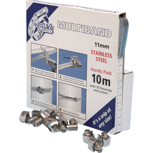 JUBILEE マルチバンド+スクリューセット 11mm幅10m SUS304 バンド1本・締金具25個 MB1806 1 箱