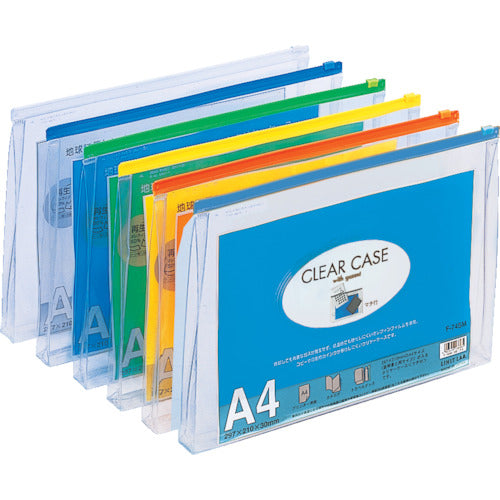 LIHIT A4クリヤーケース(マチ付) 藍 F74SM-AI 1 枚