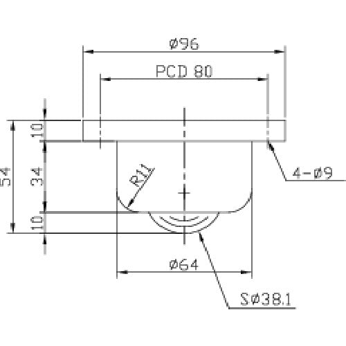 플레인 베어 볼 캐스터 플레인 베어 쓰레기 배출 슬릿 부착 하향용 플랜지 타입 스테인리스제 PVS260FMS 허용 하중 500kg PVS260FMS 1개