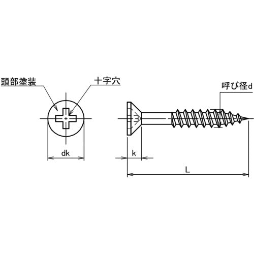 TRUSCO 스테인리스 나무 나사 접시 머리 M2.4X16 베이지 (45 개입) SCWS-2416BE 1 PK