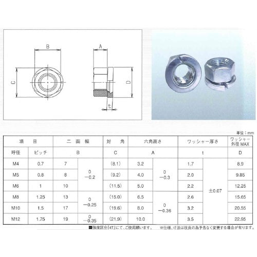 TRUSCO Spring Washer Nut Trivalent White M10 15pcs Y022-0010 1PK
