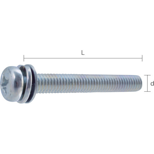 TRUSCO Thin Plate Washer Captive Screws Trivalent Chromate M6 x 45 9 Pieces Y031-0645 1 PK